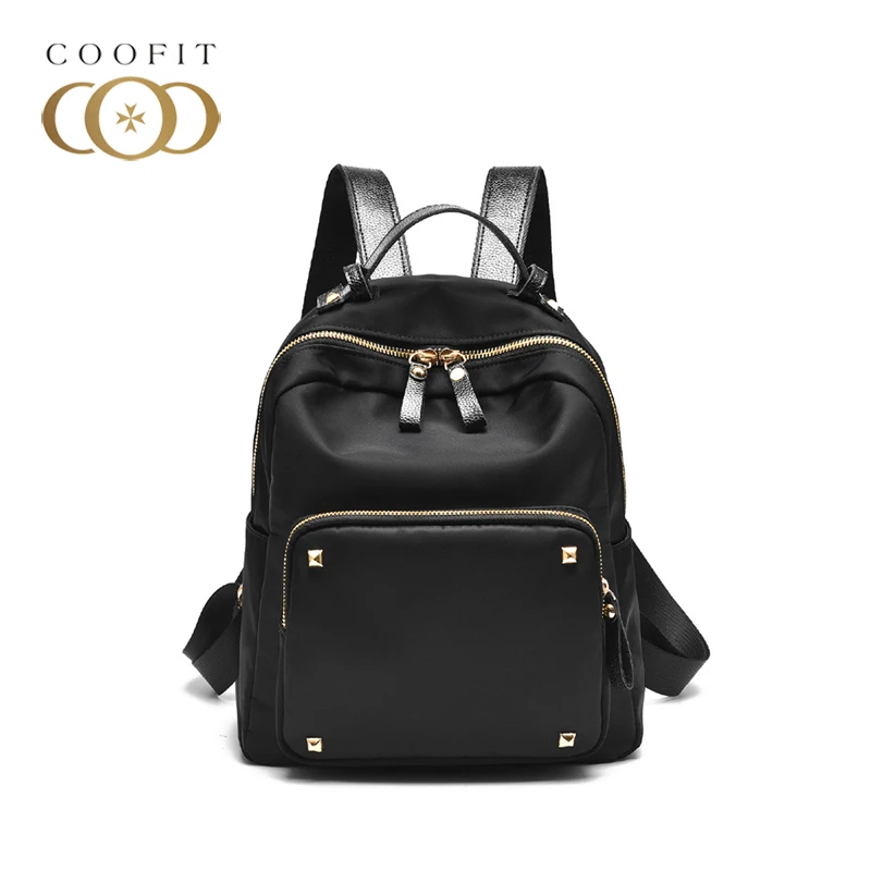 

coofit Fashion Mini Backpack School Bags For Women Simple Travel Knappack Casual Nylon Waterproof Practical Bookbag Mochila