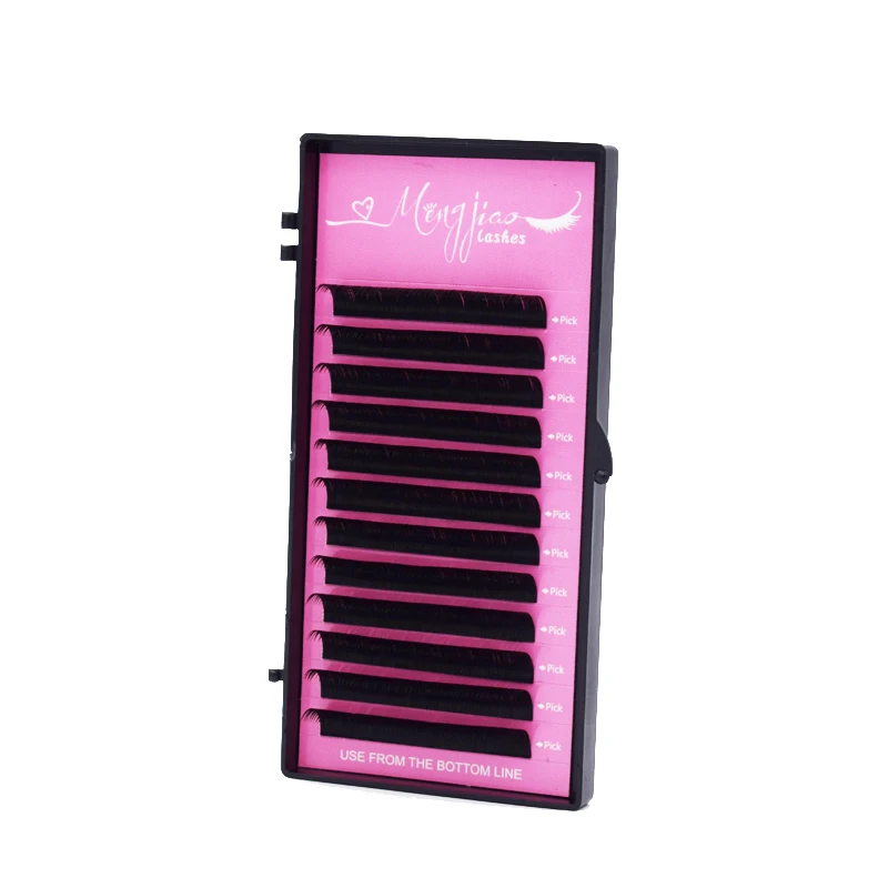 M&J silk eyelash extension natural long individual faux mink eyelashes wholesale lashes B/C/D ...