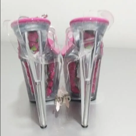 The new special bride wedding shoes rose at the end of the ultra high heels, 20cm thick bottom heels sandals Dance Shoes