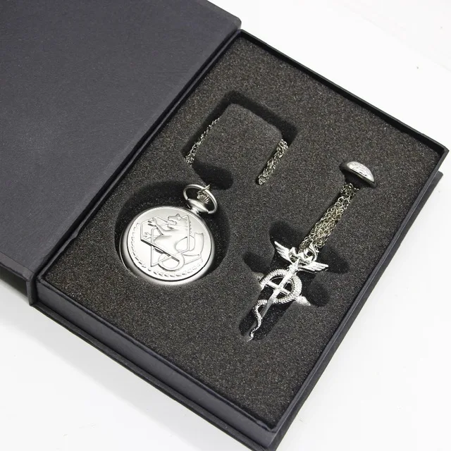 FullMetal Alchemist Quartz Pocket Watch with Necklace Ring Set Men Women Jewelry FullMetal Alchemist Quartz Pocket Watch with Necklace Ring Set Men Women Jewelry
