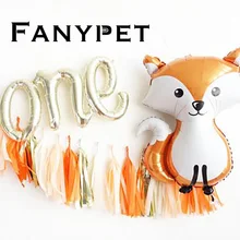 Grande animal balões raccoon raposa hélio ballon script carta um aniversário selva festa decorações crianças chuveiro do bebê decoração brinquedos