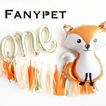 

Large Animal Balloons Raccoon Fox Helium Ballon Script Letter One Birthday Jungle Party Decorations Kids Baby Shower Decor Toys