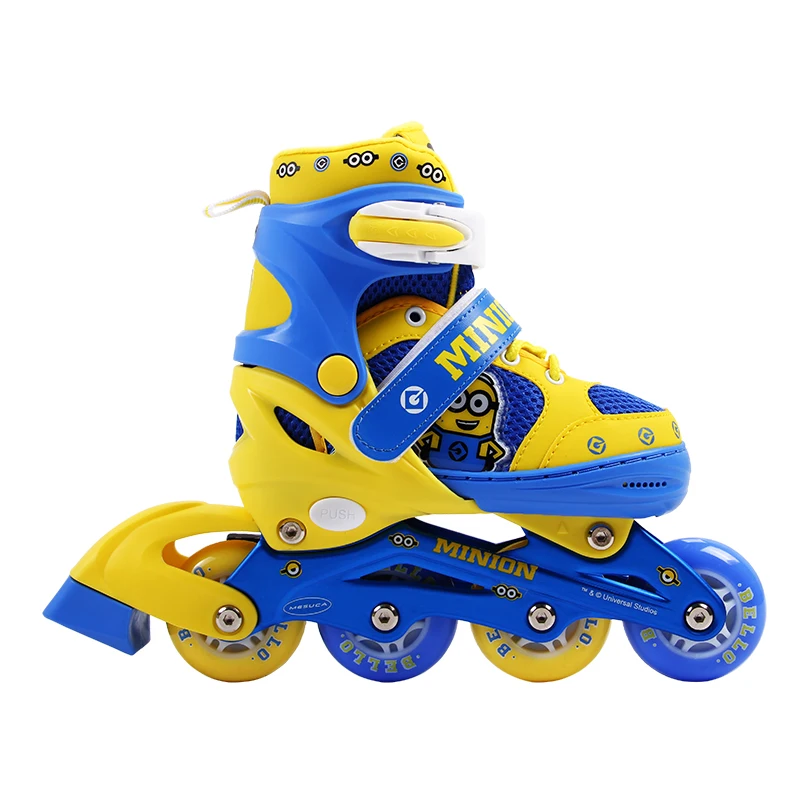 Minion Children inline skate roller skating shoes adjustable washable PVC hard wheels one front wheel roller skating shoes