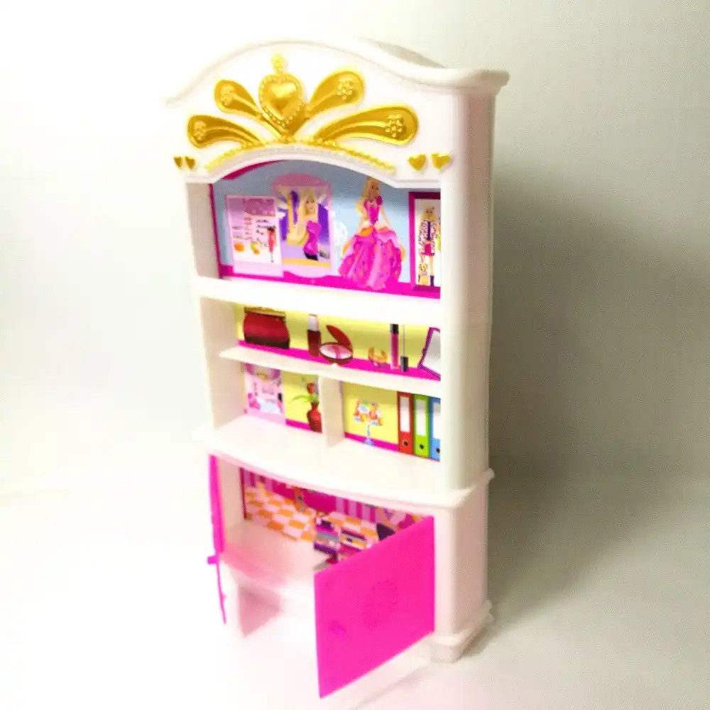 Wardrobe Storage Cabinet Lockers For Barbie Dolls Accessories