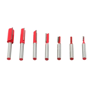 

7Pcs Straight Router Bits 1/4 Inch Shank Double Single Blade Router Bit Set Woodworking Milling Cutter For Wood Endmill 1/8 In