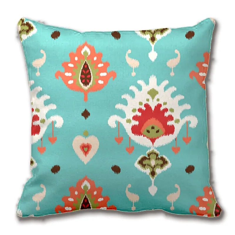 Chic Modern Orange Turquoise Ikat Tribal Pattern Throw Pillow Case