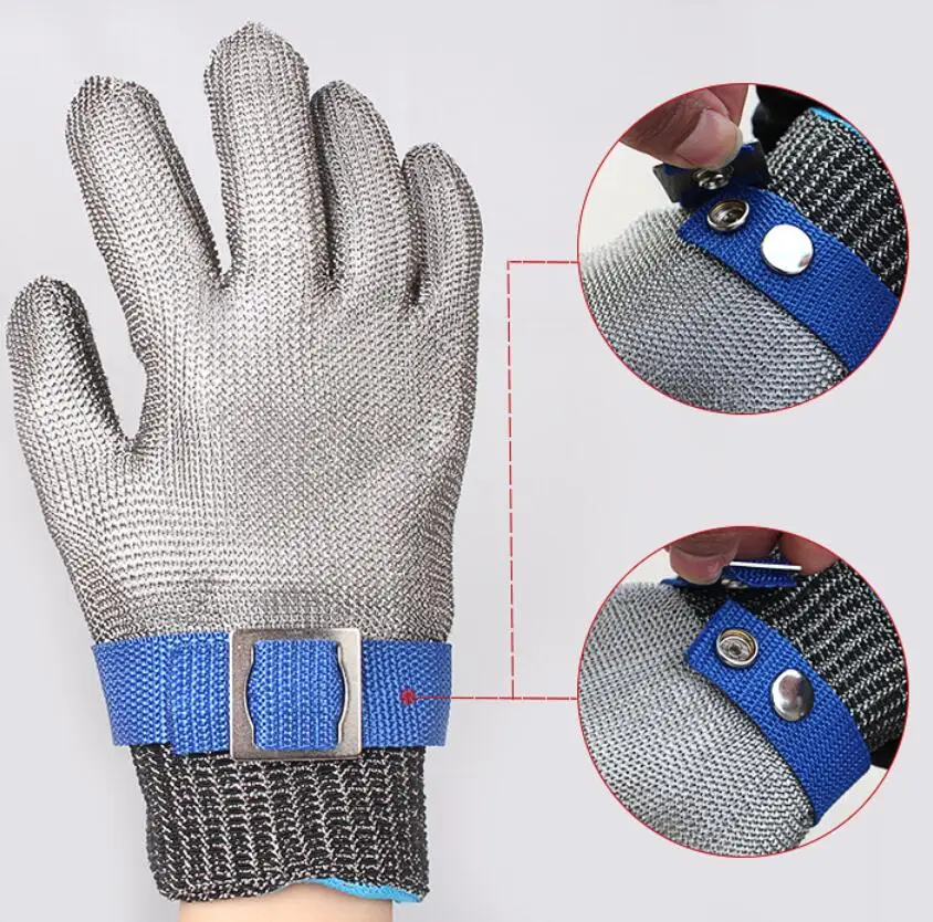 

By DHL 100pcs Blue Red Safety Cut Proof Stab Resistant Stainless Steel Metal Mesh Butcher Glove Level 5 Protection outdoor Glove