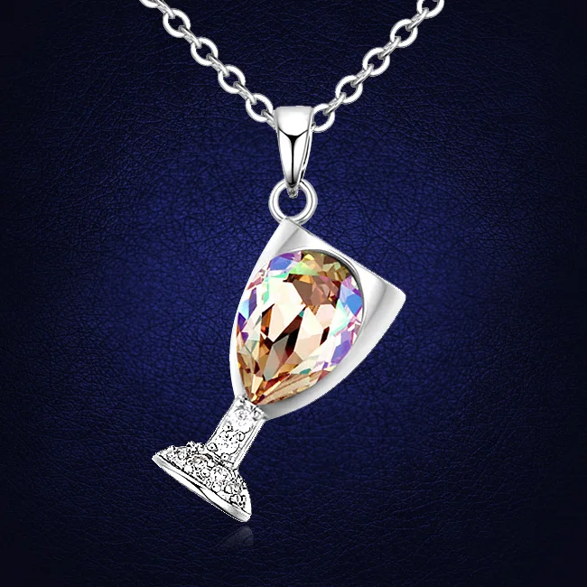 

New Design Classic Women Necklace Crystals from Swarovski Fashion Popular Winebowl Pendant Necklace Romantic Jewelry