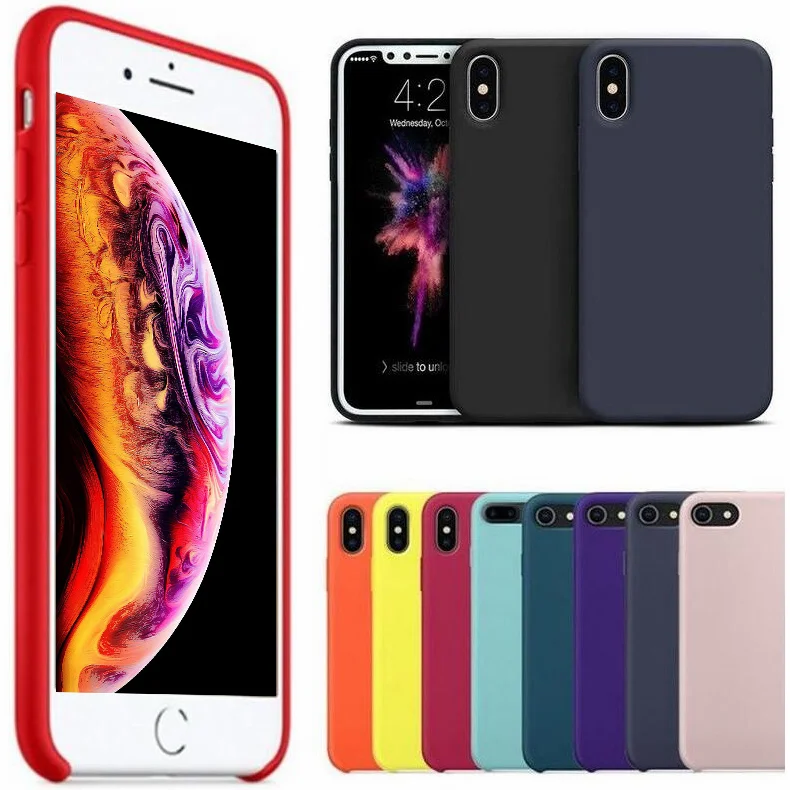 

Have logo Original Official Silicone Case For Apple iPhone 7 8 Plus 5 6 6s cover For apple iPhone X Xs MAX XR SE Case With LOGO
