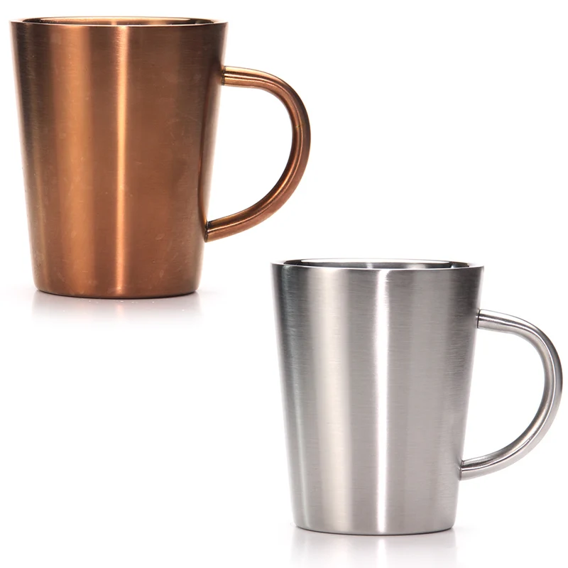 Beer Coffee Mugs Tea Cups Stainless Steel- Double Walled Insulated, Camping, RV, Office Gift, Set of 2, 350ml - Цвет: Golden  Silver