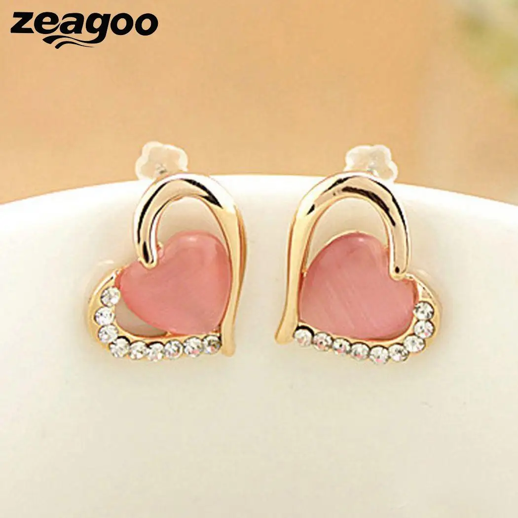 Zeagoo модные в форме сердца искусственный камень серьги для женщин Подарочный Шарм