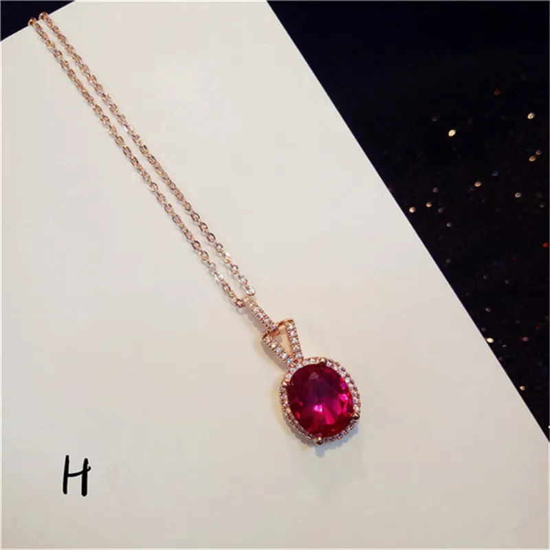 Vintage Necklace Pendants For Women S925 Sterling Silver Ruby Gems Fine Jewelry Clavicle Chain Rose Red Color Colar Bijouterie