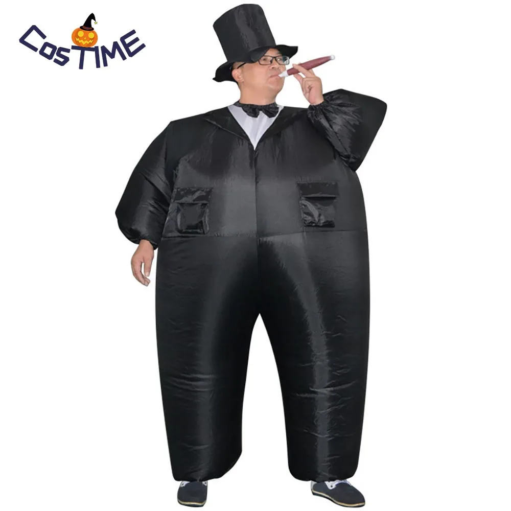Надувной черный смокинг костюм толстый джентльмен надувной Chub нарядное платье