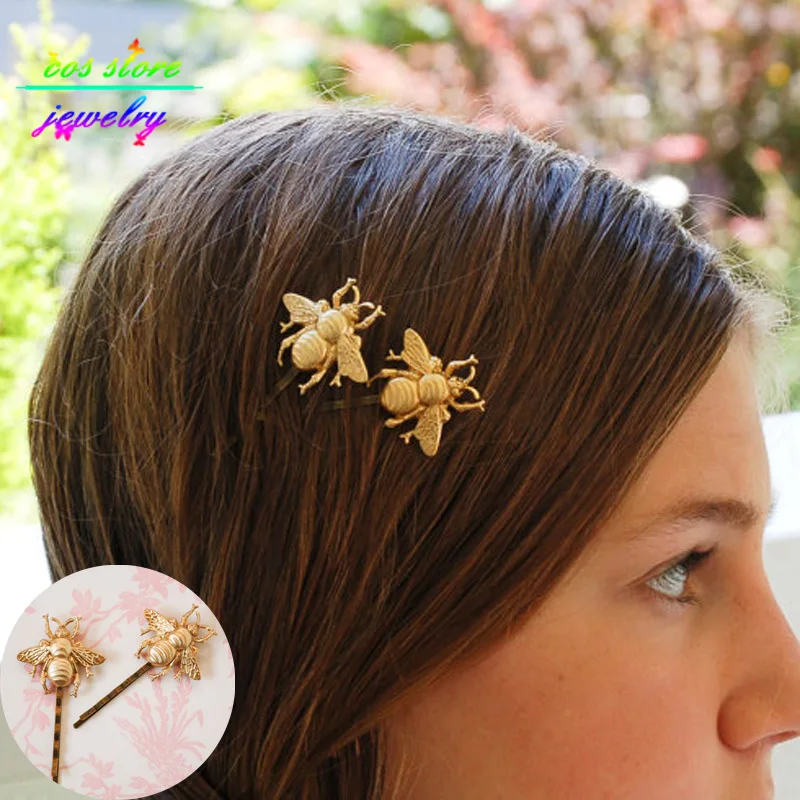 

Summer Style Sweet Gold Honey Bee Fairy Bobby Pins Hair Jewelry Wedding Hair Accessories
