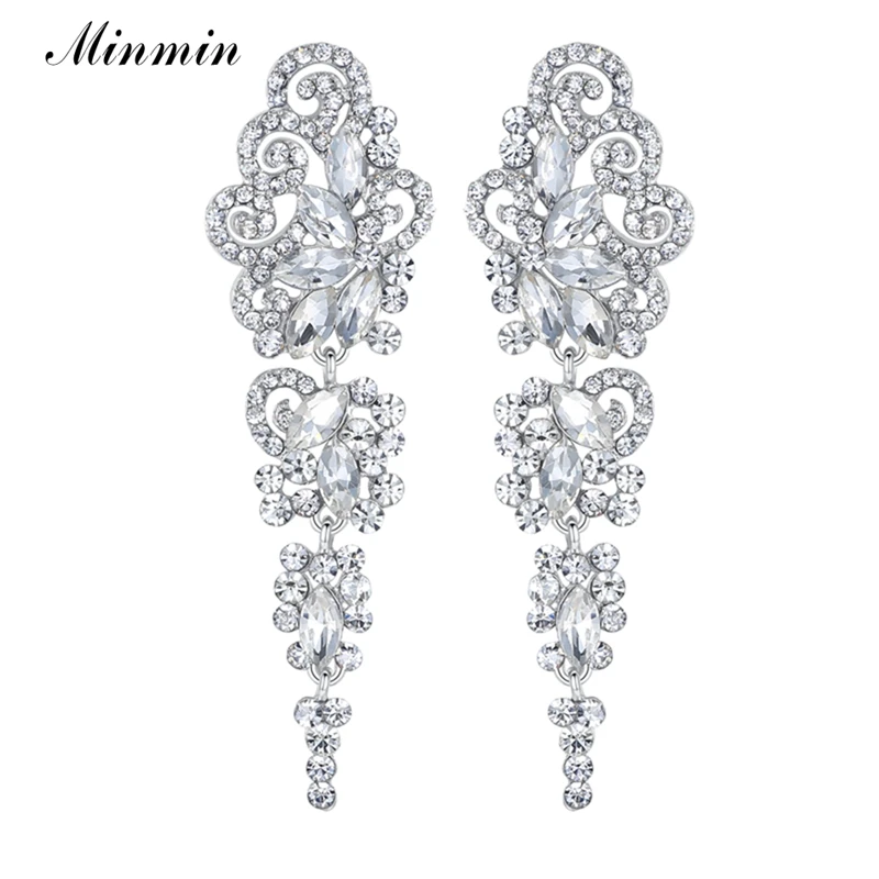 

Minmin Fashion Jewelry Waterdrop Small Leaf Austrian Crystal Earrings for Women White Gold Plated Earrings for Wedding EH295