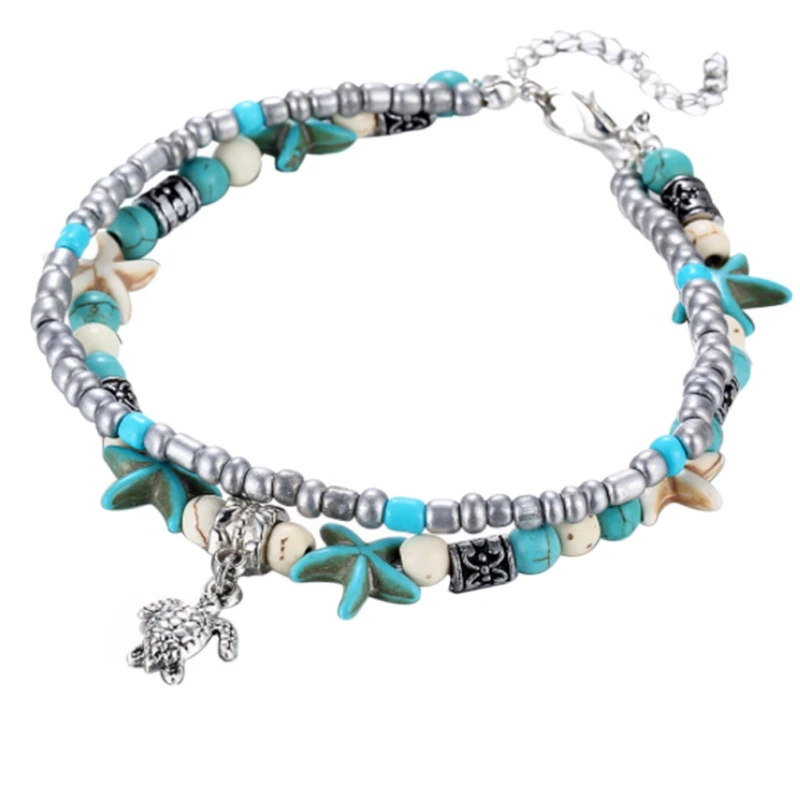 Fashion Multilayer Bohemian Beads Crystal Bracelet Vintage Charm Turtle ...