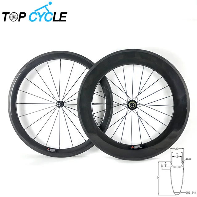 Cheap 3K UD/ Glossy 50mm Carbon Clincher Wheelset Road Bike Carbon Wheels 50mm Clincher 23mm Width Bicycle Wheels 700C