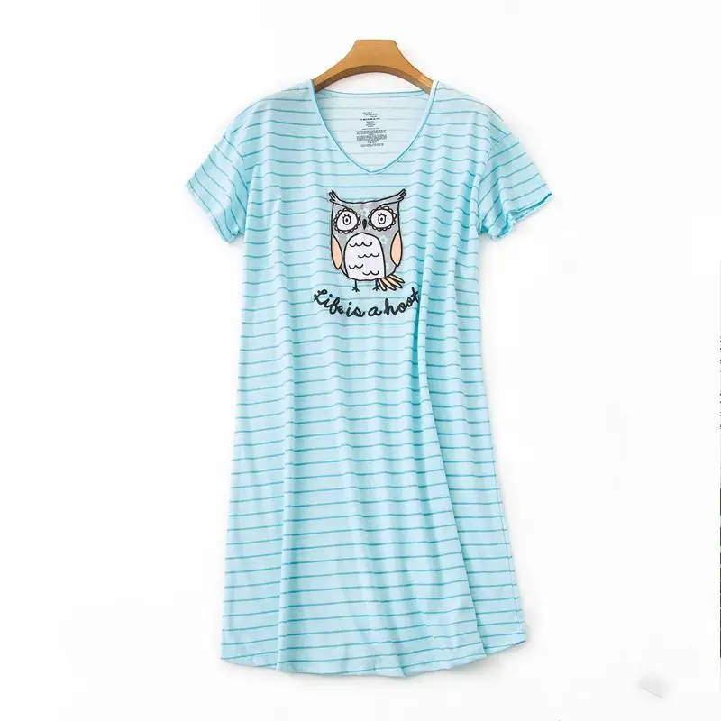 Летняя брендовая Домашняя одежда, Женская Повседневная хлопковая ночная рубашка, мультяшная Ночная сорочка, женская одежда для сна с коротким рукавом и круглым вырезом