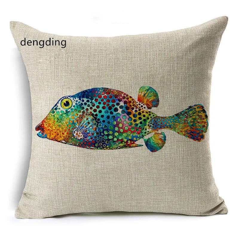 

pillow cover artist running horse pattern pillow case zebra colorful fish printing linen