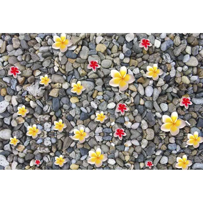 

3D Floor Custom Photo Floor 3D Wallpaper Modern Art Pebbles, Colored Flowers PVC Wallpaper Self-adhesive Floor Mural 3D Floor