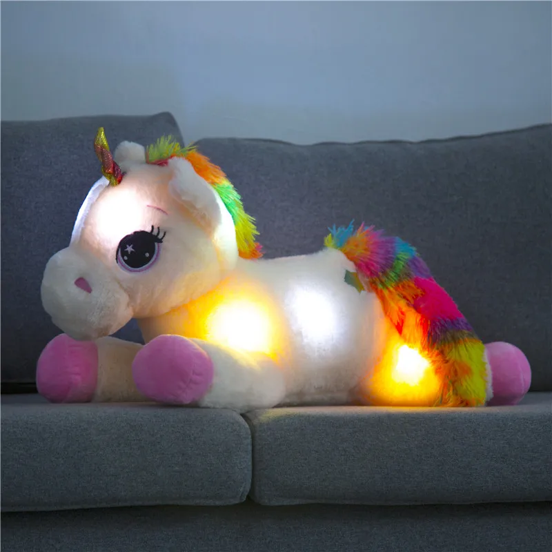 40cm LED Plush Light Up Toys Unicorn Stuffed Animals Plush Toys Cute Pony Horse Toy Soft Doll Kids Toys Christmas Birthday Gifts