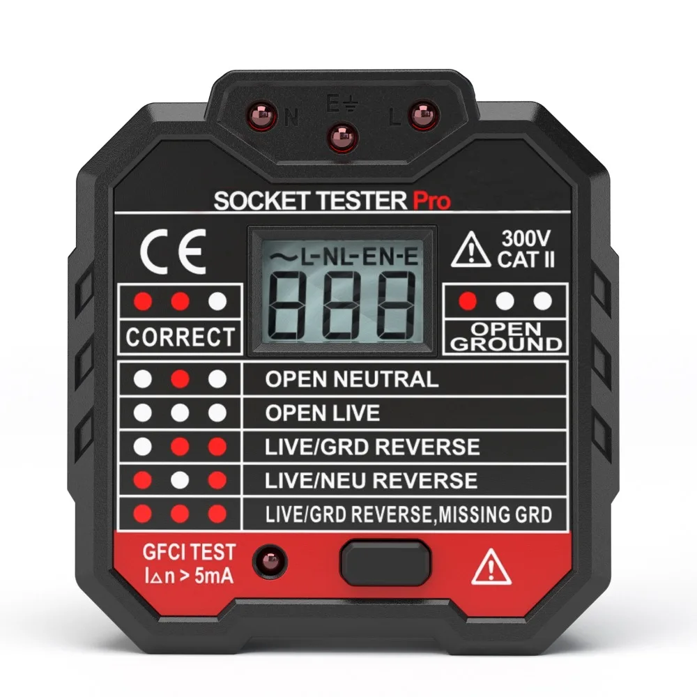 Protmex PT106 RCD/GFCI розетка электрическая розетка тест er тест утечки с ЖК-дисплей Напряжение тест ing