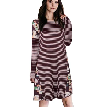 

Striped Long Sleeved Cotton Maternity Dresses Clothing Loose Bottoming Dress For Pregnant Women Clothes 2018 Spring Plus Size