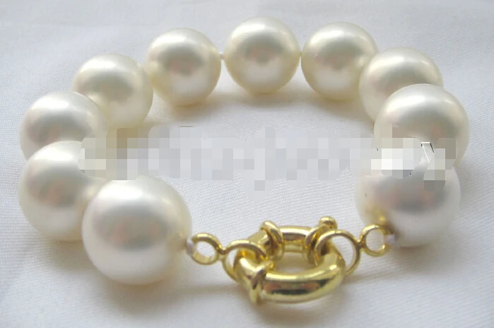 

shipping>>>>Beautiful 8" 18mm white perfect round south sea shell pearl bracelet 5.24