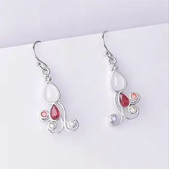 

Everoyal Vintage 925 Sterling Silver Earrings For Women Jewelry Trendy Flower Crystal Long Earrings Girls Birthday Gift Charm