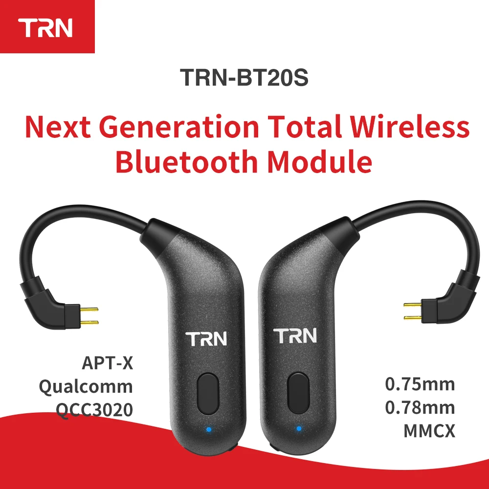TRN BT20S Bluetooth V5.0 Ear Hook MMCX/2Pin разъем для наушников адаптер SE535 KZZSN/ZS10/AS16 V80/X6 NICEHCK