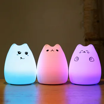 

Touch Sensor LED Night Light For Children Baby Kids 2 modes Cat LED USB LED Night Lamp 7 Colors