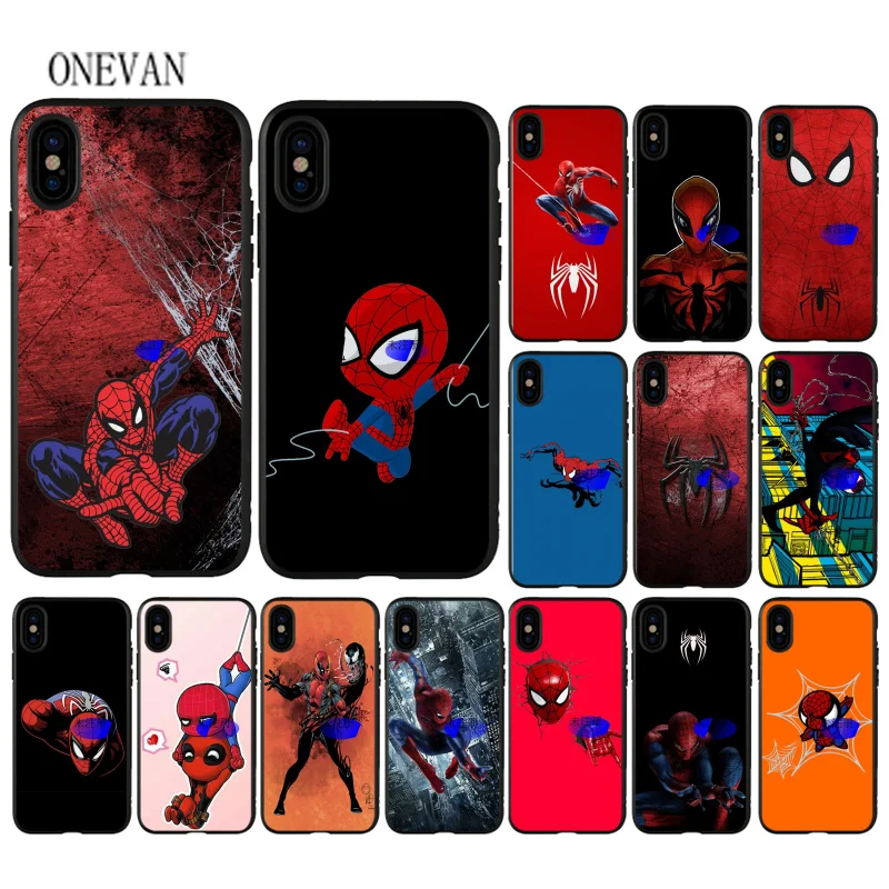 

spiderman black soft Phone Case for iPhone 7 8 6 6S Plus X XS MAX 5 5S SE XR Cover