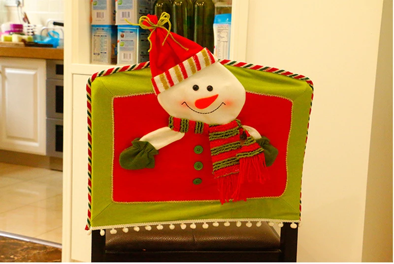 DecorUhome Санта-Клаус съемный нетканый материал Рождественский украшение для стула стул Рождественский декоративный моющийся чехол для стула