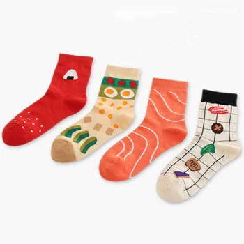 

new spring and autumn cartoon ladies socks Creative life series female socks sushi rice group female cotton tube socks