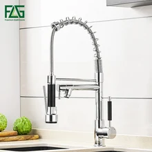 FLG Кухонный Кран хромированный серебристый латунный выдвижной пружинный кухонный кран для раковины Поворотный носик Высокий сосуд смеситель кран Torneira Cozinha