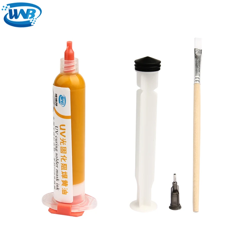 

WNB 10ml UV Solder Mask BGA PCB Paint Prevent Corrosive Arcing Welding Solder Paste Flux PCB UV Photosensitive Inks Yellow Oil