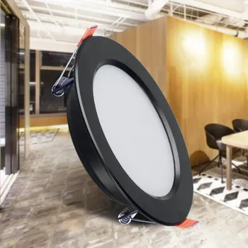 

Led black shell downlight 3w5w7w three color light embedded living room ceiling llights ceiling opening 6/8/9/12 cm