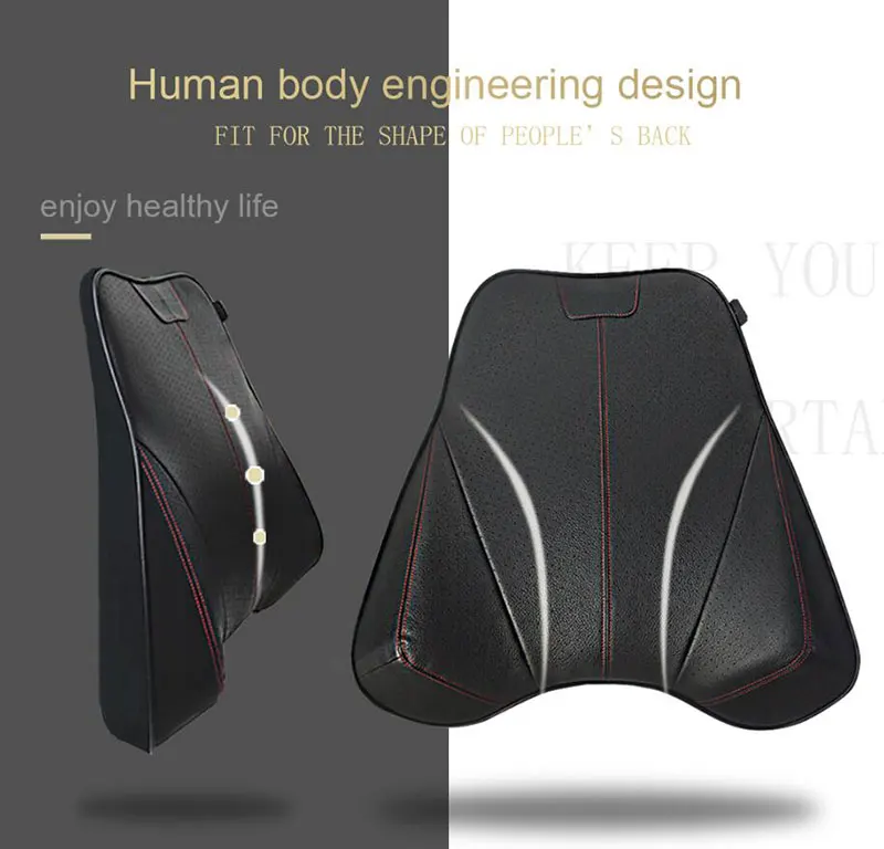 

Car styling Waist Cushion Auto parts waist pads Back Support Cushion in the car Genuine Leather Memory Foam
