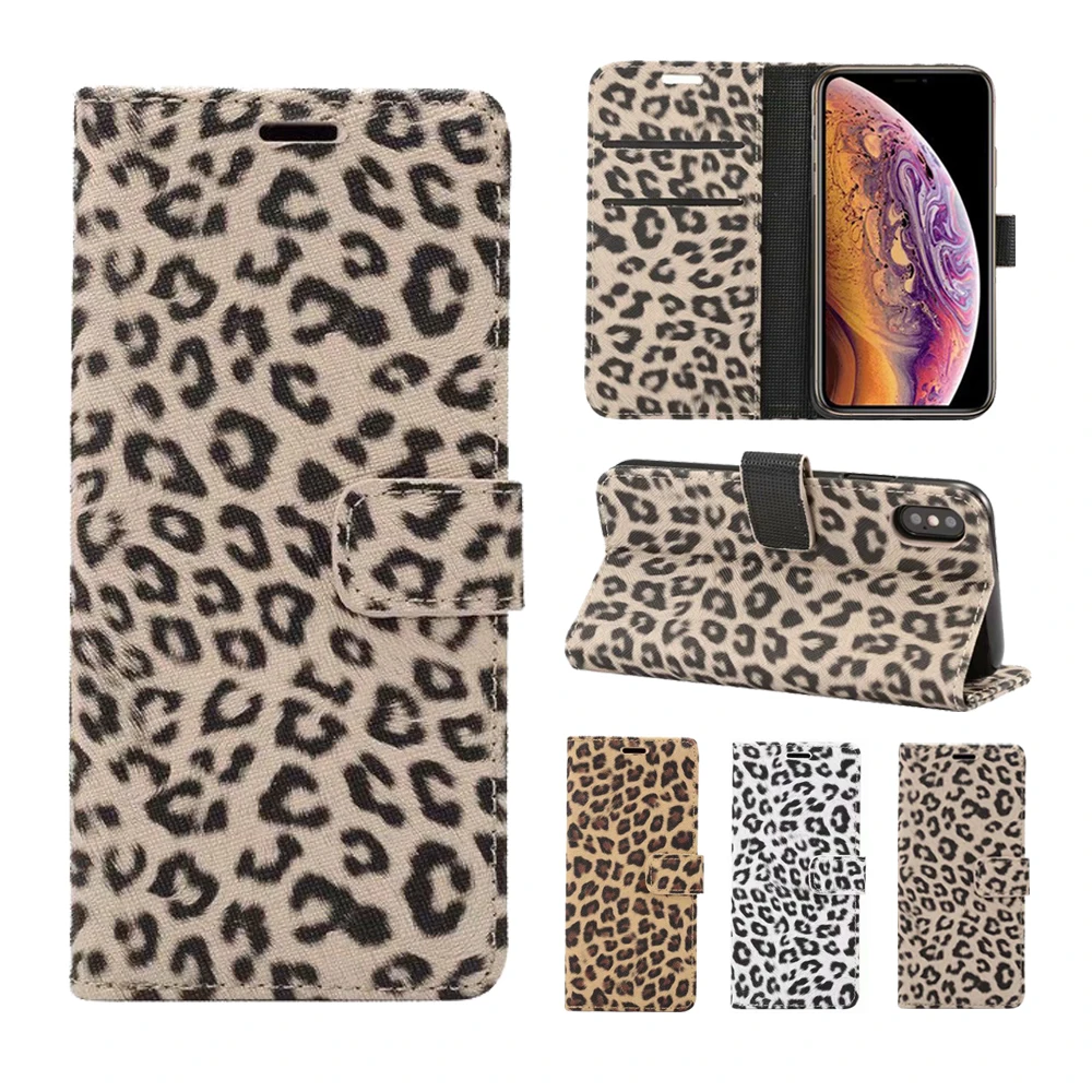 

For iPhone 8 Plus Case Leather Leopard Flip Book Cover Luxury Wallet case For iPhone 8Plus 7Plus X XS Max XR 7 6S 6 S Plus Case