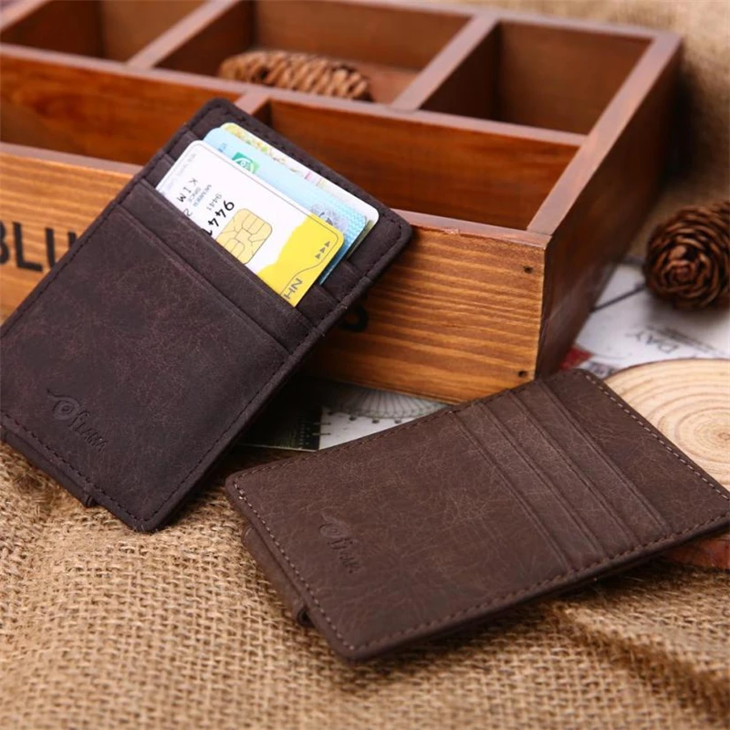 

card holder Men Leather Card Cash Receipt Holder Organizer Magnet Wallet Purse A0511#30