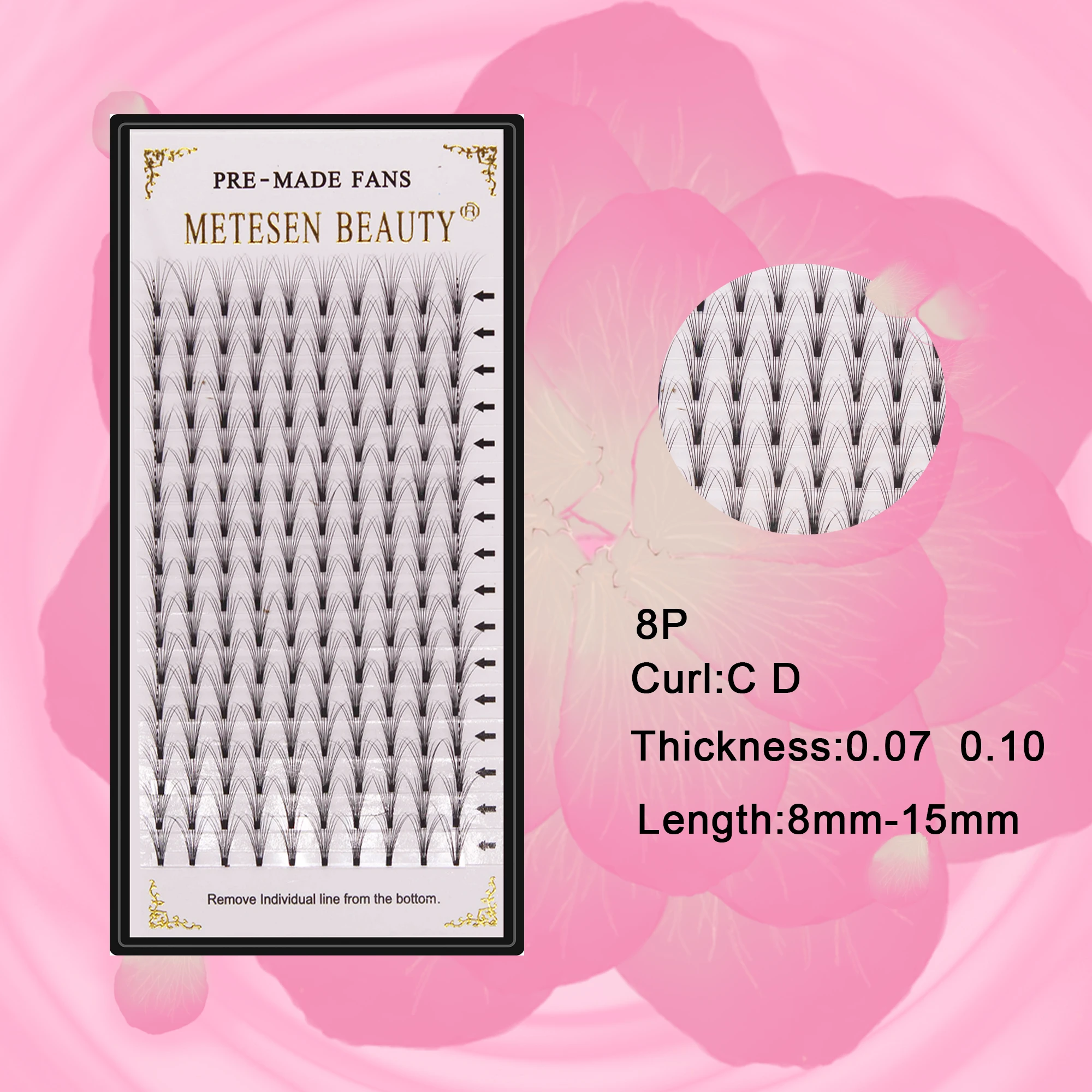 

METESEN BEAUTY russian volume eyelash extensions hand made black premade volume fans 8D C Dcurl new natural premium silk lashes