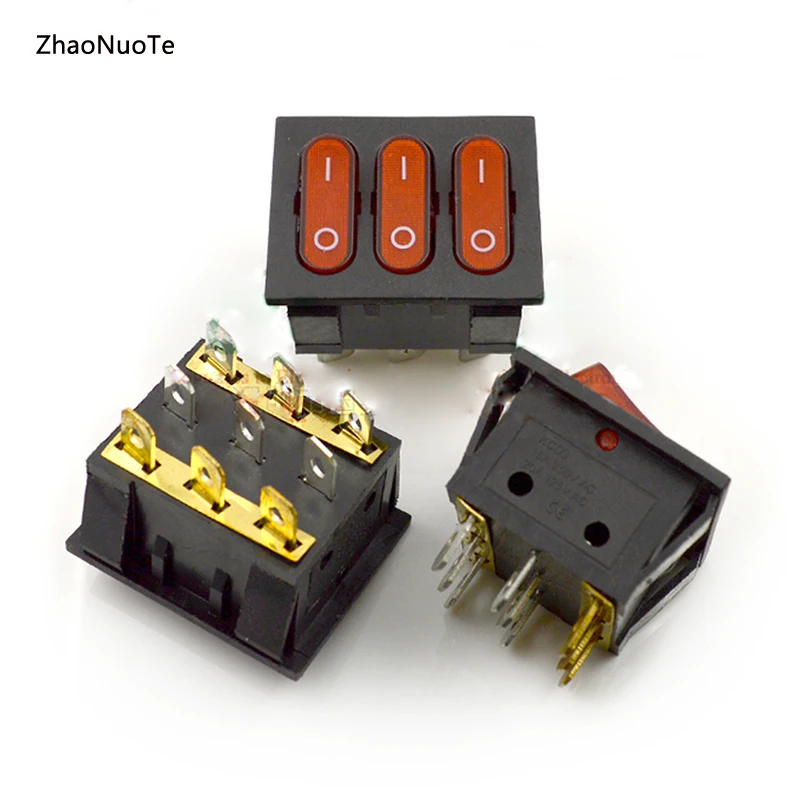 

5pcs 9 Pin SPST ON/OFF Boat Rocker Switch 2-speed Triple 3 Way Switch For Cooler Hood Refrigerator Power Switch 16A/250V
