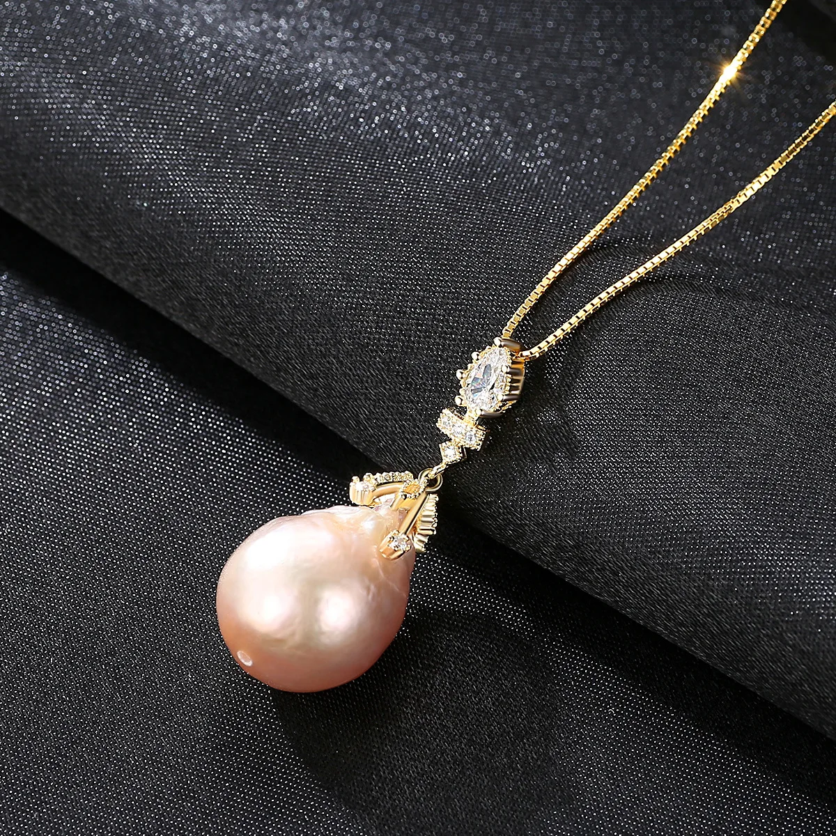 

Natural Pearl Necklace S925 Sterling Silver Box Chain Pendant Female Necklace