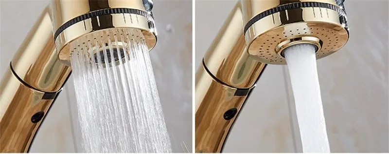 MOIIO Golden sink Faucet Height Adjustable Pull Out Bathroom Faucet with Multifunction 360 Degree Rotation HOT and Cold Tap MOIIO Golden sink Faucet Height Adjustable Pull Out Bathroom Faucet with Multifunction 360 Degree Rotation HOT and Cold Tap