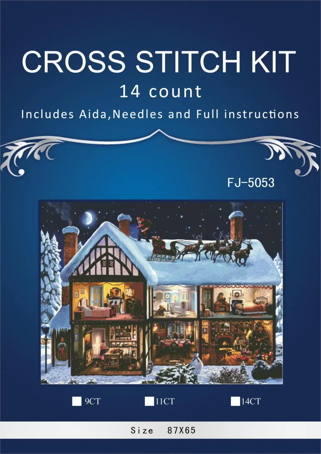 

oneroom Embroidery Cross Stitch Kits Needlework Christmas Cottage Scenery Snowy day 14CT Counted Unprinted DMC DIY Arts