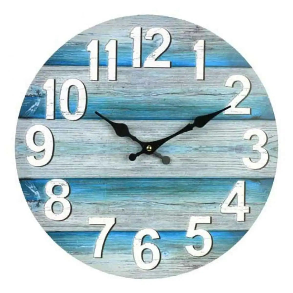 13 ''винтажные пляжные настенные часы, деревянные цифровые часы океанского синего цвета, бесшумные морские часы для дома, украшения для гостиной
