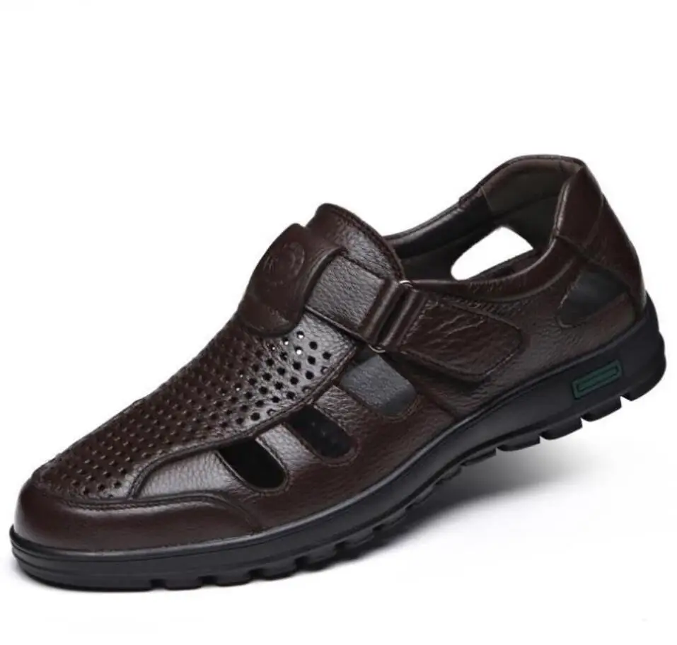 

mens genuine leather sandals outdoor casual 2018 Summer men leather sandals for Breathable Walking Beach shoes sandalias hombre