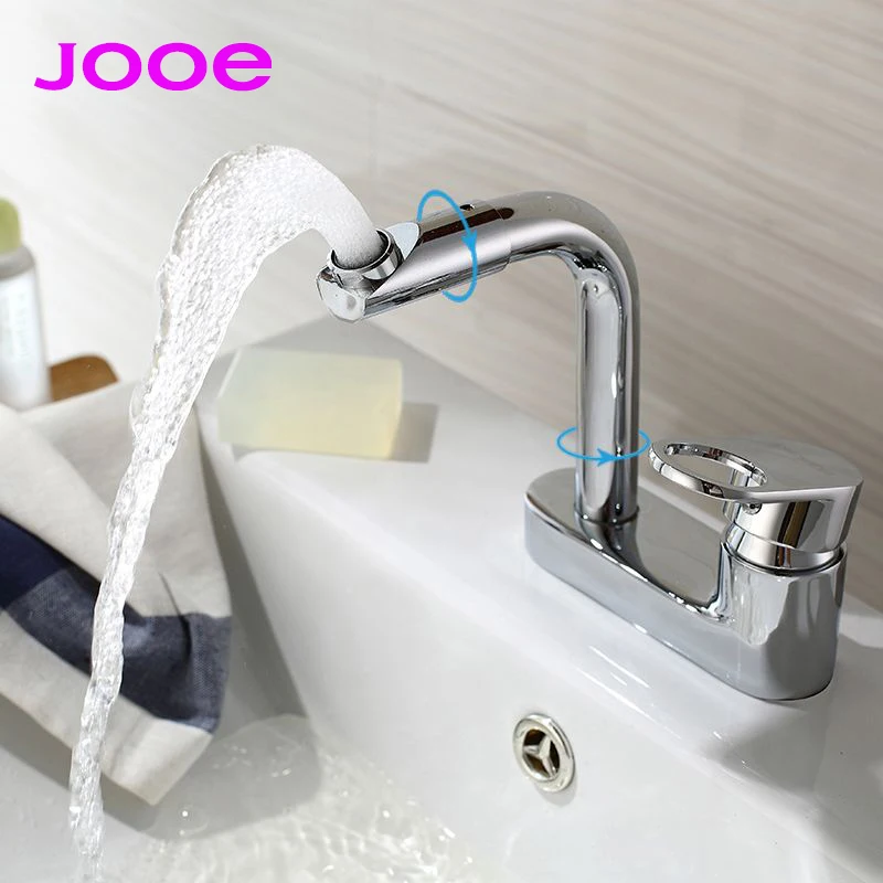 Jooe Basin faucet Hot and cold mixer tap Brass water tap bathroom sink  faucet Single Handle Double hole Deck Mounted torneira