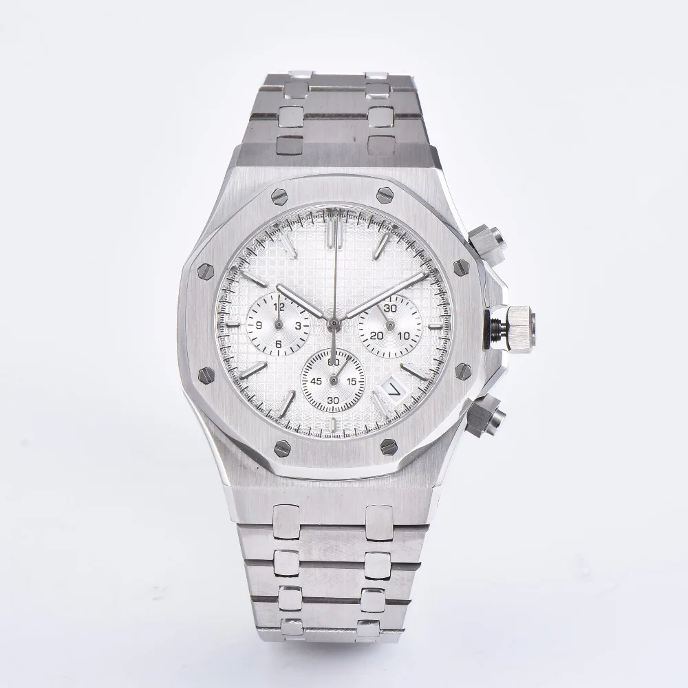 

41mm watch men's Corgeut brushed 316L stainless steel shell sapphire crystal lens Japan quartz movement A1-02
