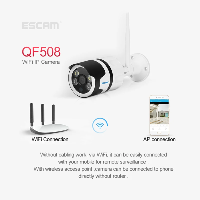 Escam QD410 болт IP Камера H.265 4MP 1520 P Onvif P2P ИК камера наружного наблюдения с Ночное Видение безопасности CCTV Камера Android iPhone